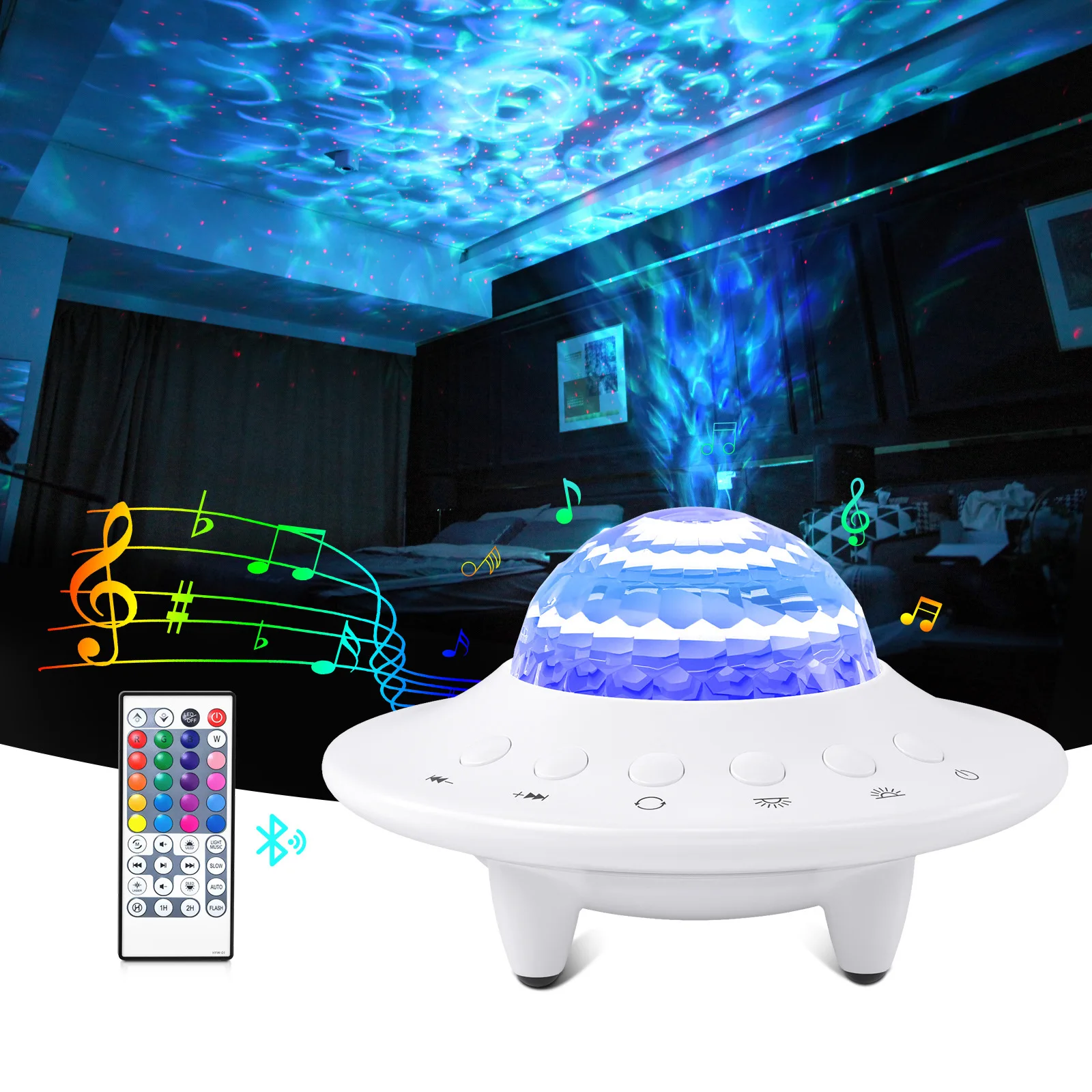 

Galaxy Projector UFO Star Projector Night Light with Bluetooth Music Speaker for Kids Adult Bedroom Ceiling Home Theatre Decor