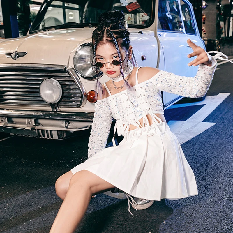 Блестящая танцевальная одежда для джазовых танцев праздничная девочек