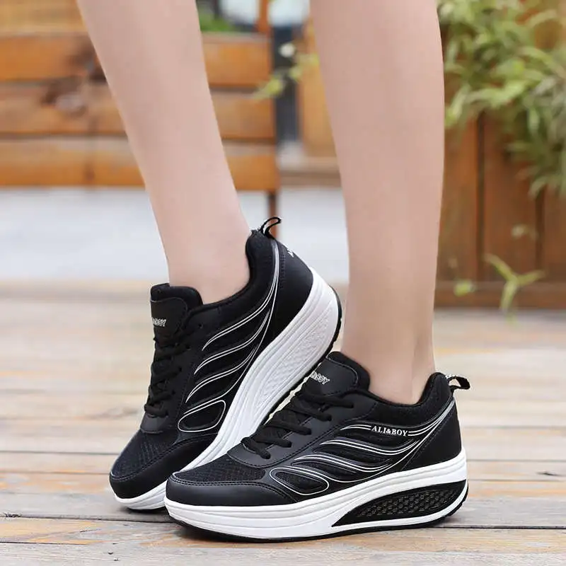 

Promotion Sport Shoes Women Soft Soles Running Shoes For Women Thick Sports Woman 2021 Schue Woman's Sneakers Leopard Tennis