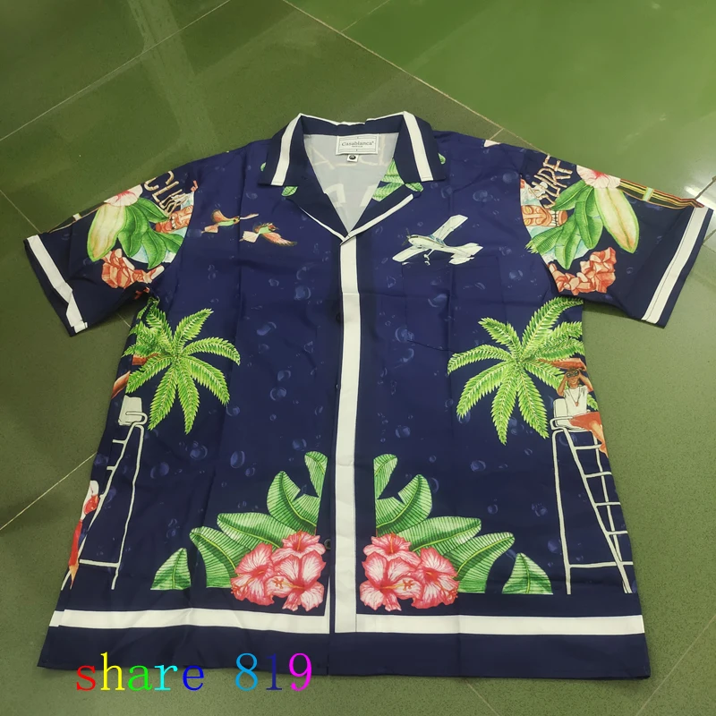 Thin Fabric SURF CLUB CASABLANCA Shorts Shirt Set Men Women Hawaii Beach Seaside Holiday Short Suit