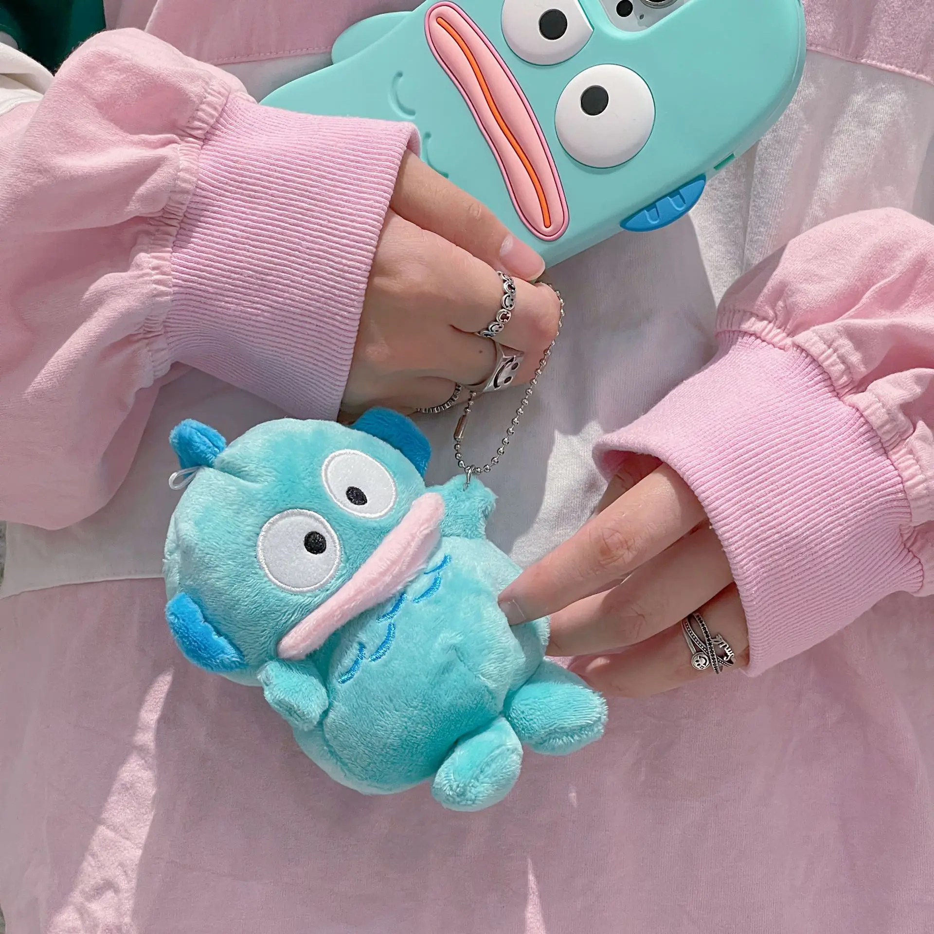 

Sanrio Hangyodon Cute Cartoon Plush Airpods Pro Bluetooth Earphone Protective Case Key Chain Pendant Kawaii Toy Periphery Gifts