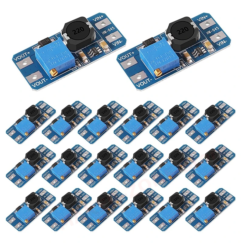 

20Pcs MT3608 DC-DC Boost Converter 2A Adjustable Step Up Module Voltage Regulator Board 2V-24V to 5V-28V for Arduino