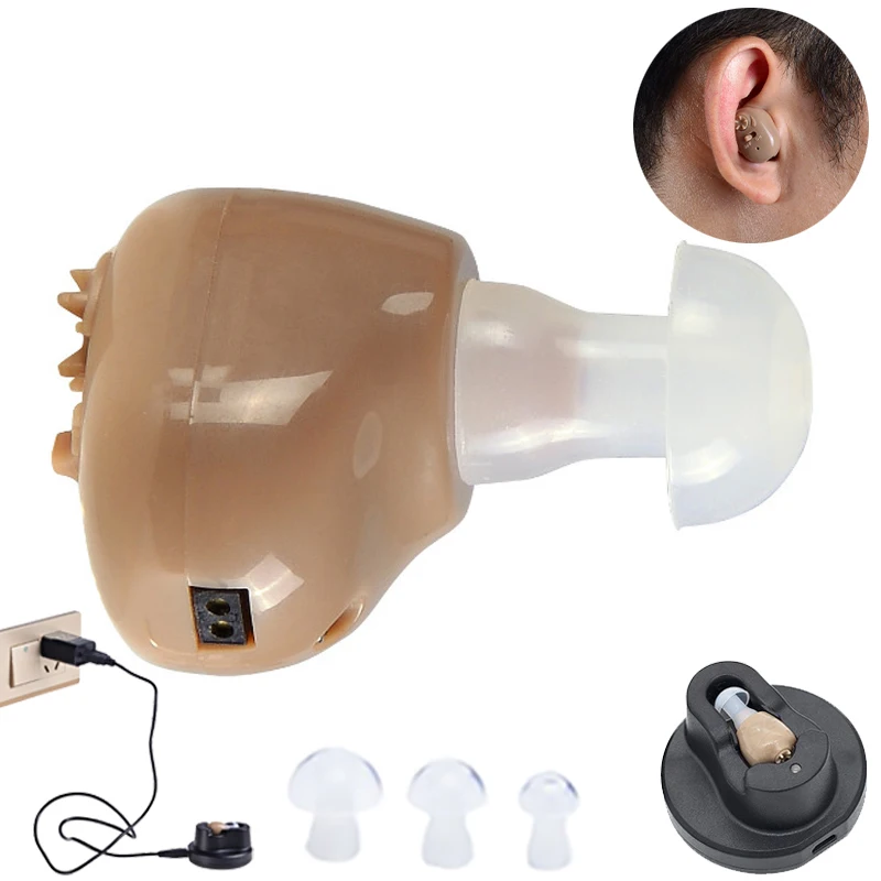 

USB Charging in Ear Hearing Aids Rechargeable Sound Amplifier Noise Reduction Common to Both Sides Clear Listen Deaf Help