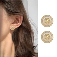 2022 new luxury camellia flower earrings for women natural shell zirconia korean fashion jewelry acessories