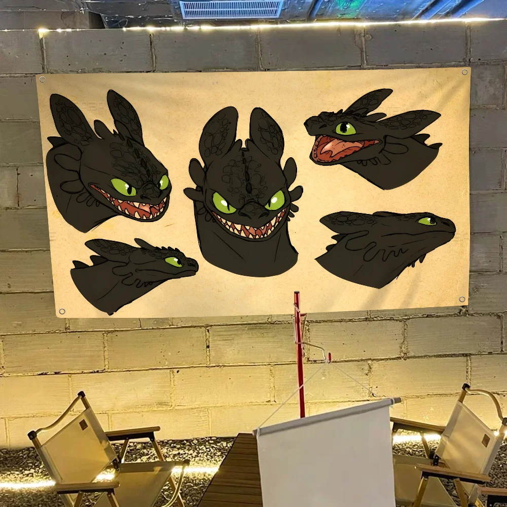 H-How T-To T-Train T-Your D-Dragon Printed Large Flag Art Science Fiction Room Home Decor Banner