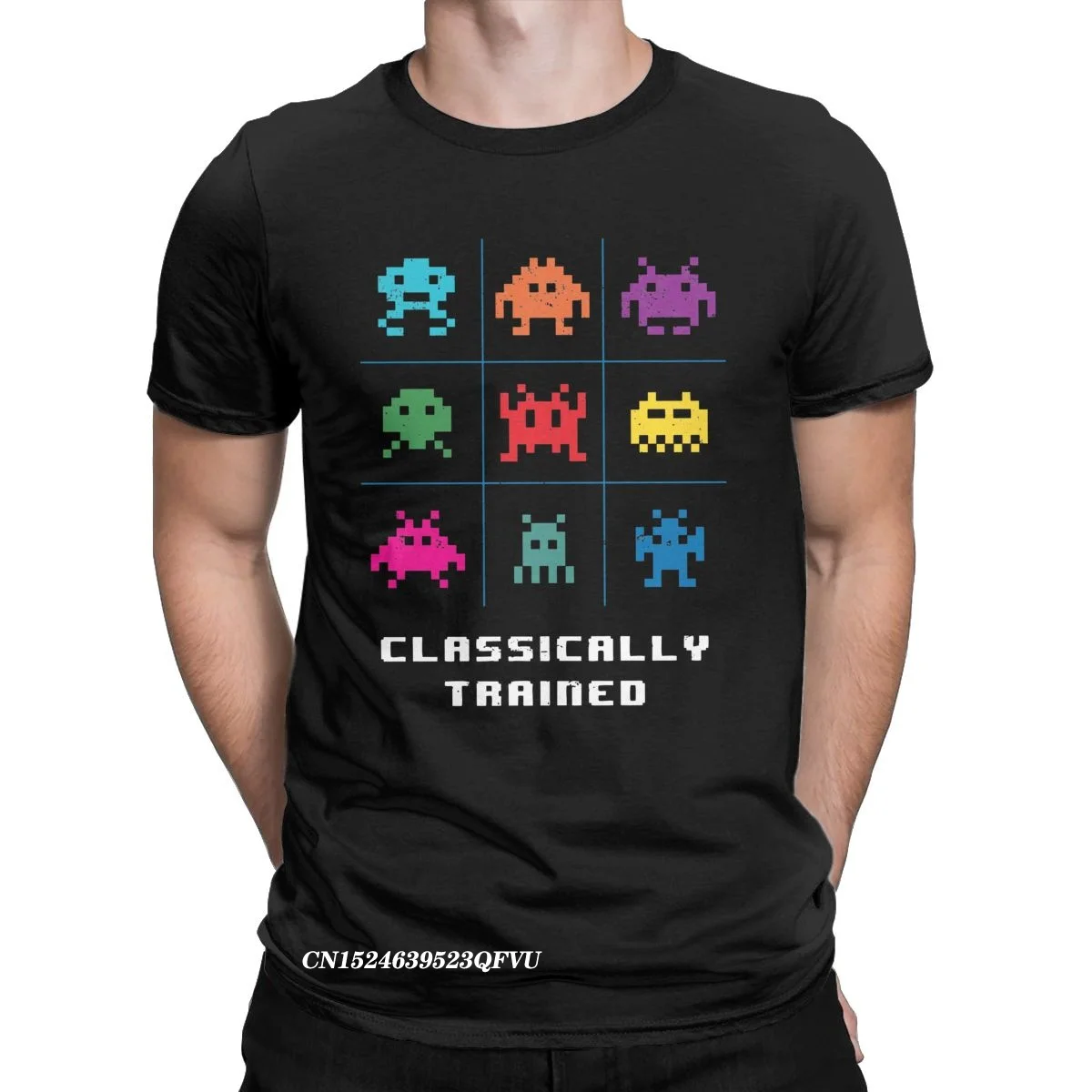 

Trained 80s Space Invaders Arcade Games Men's Tops T Shirts Videogames Oversized Funny Tees Sleeve T-Shirts Cotton Classic