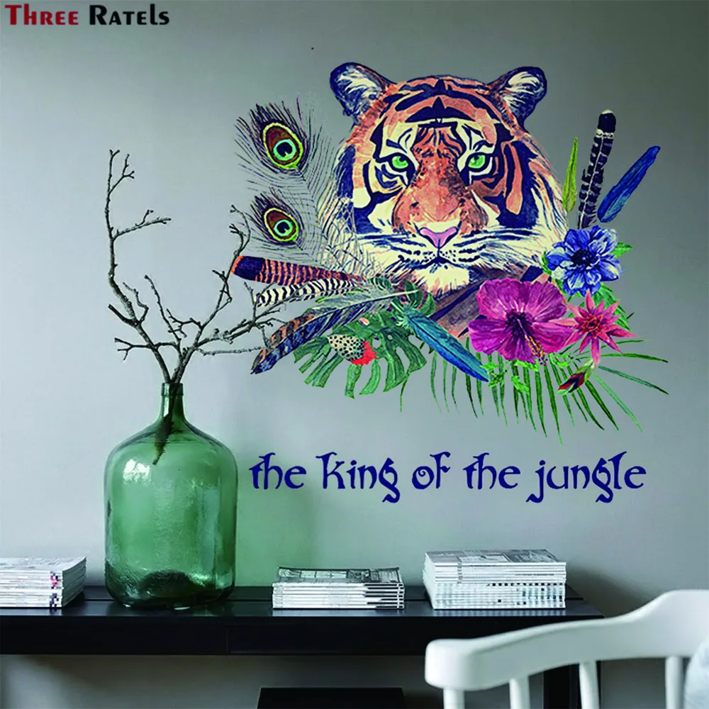 

Креативный Настенный декор Three Ratels WF35 с головой тигра, самоклеящийся Настенный декор «Король джунглей» для спальни, гостиной, домашний декор, наклейка на стену