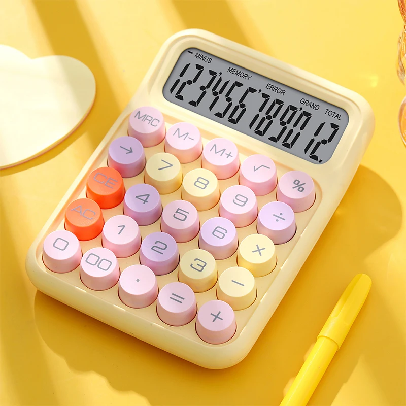 

Kawaii Calculator Cartoon Candy Colour Silent Mechanical Keyboard Desktop Financial and Accounting Learning Calculator