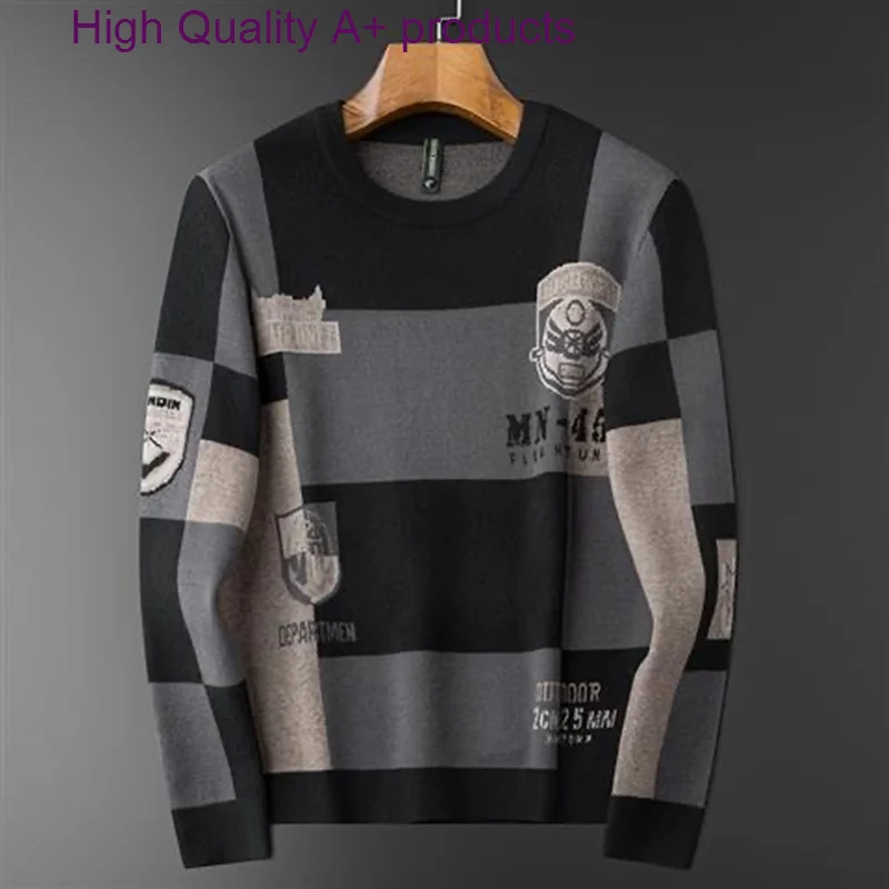 

High quality trend handsome cartoon printed round neck sweater men's wear Korean fashion design autumn and winter new Pullover