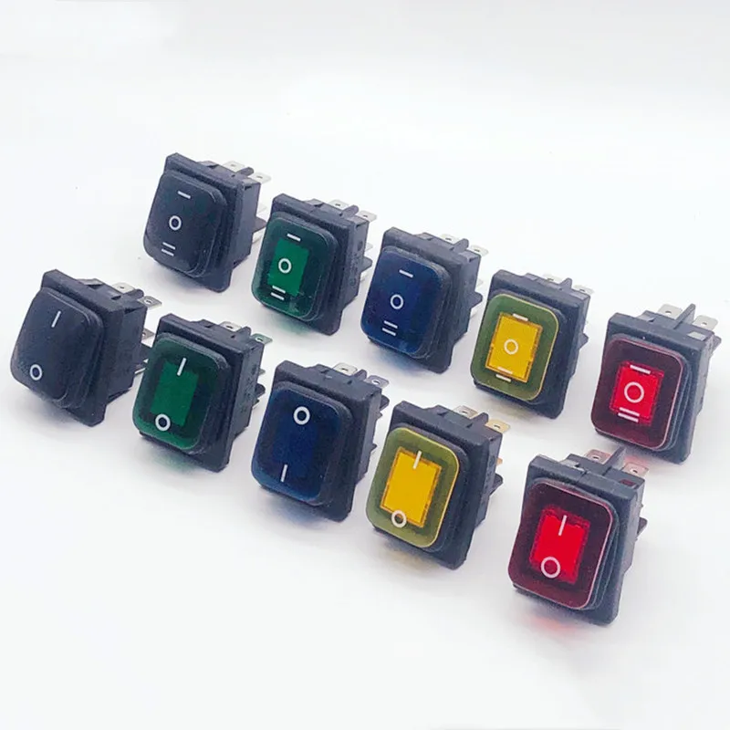 

KCD4 Heavy,Rocker Switch,on-off,4 Pin/6 Pin,on-off-on,16A,250VAC/20A,125V,Waterproof,2/3 Position,With Switch For Light Supply