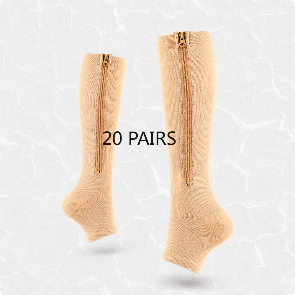 Sports Socks Compression Socks 20 PAIRS Compression Zipper Socks Compression Sock SPORT Elastic Socks with Zipper