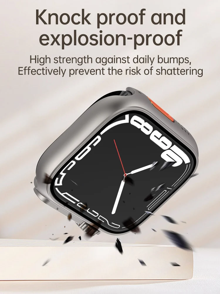 Case for Apple Watch 44mm 45mm 41mm 40mm Screen Protector 1:1 Change To Ultra 49mm PC Cover+Glass iwatch series 8 7 6 5 SE 4