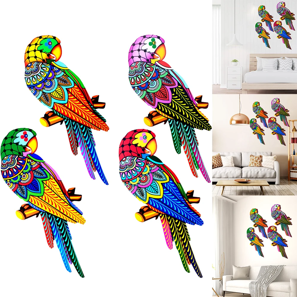

Metal Iron Parrot Statue Wall Mounted DIY Outdoor Garden Tree Decoration Birds Animal Sculpture For Home Decor Hanging Ornament