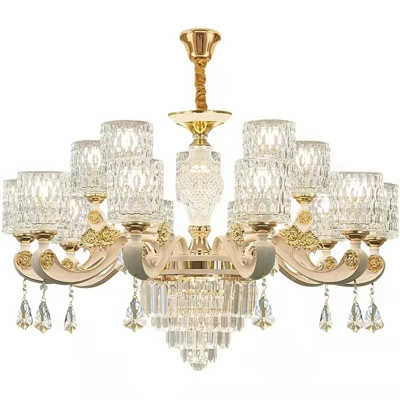 

European Chandeliers Light Luxury Living Room Lamp Simple Modern Atmosphere Crystal Bedroom Light Restaurant Villa High-end Lamp