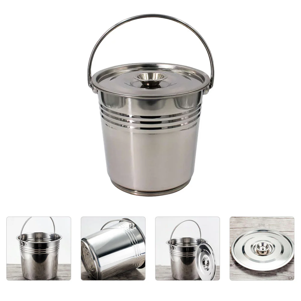 

Bucket Pail Ice Sand Metalwater Lidsteel Holder Beach Stainless Container Iron Handheldpet Trash Galvanized Rubbish Fire Garbage