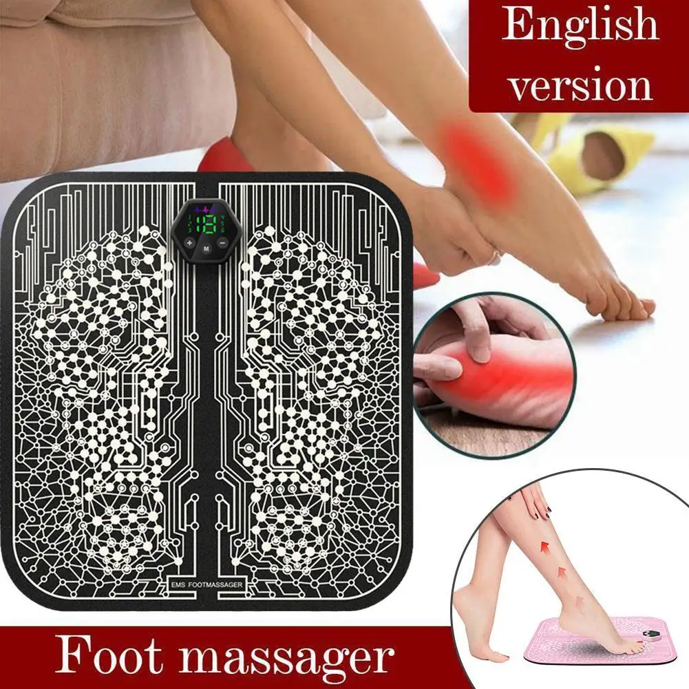 

Eletric Foot Massager Mat Portable EMS Electric Massage Pad Muscle Stimulator Blood Circulation Relax Feet For Home Office Use