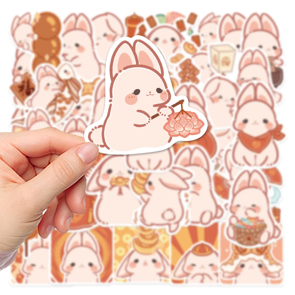 

New Year's Rabbit Cheese Stickers Laptop Water Cup Handbook Decoration Stickers Waterproof DIY Planner Diary Scrapbooking Album