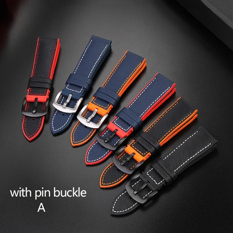 20mm 22mm Nylon Silicone Bottom Watch Band Strap for Seiko PROSPEX Series Omega SEAMASTER 300 007 Canvas Rubber Sports Watchband