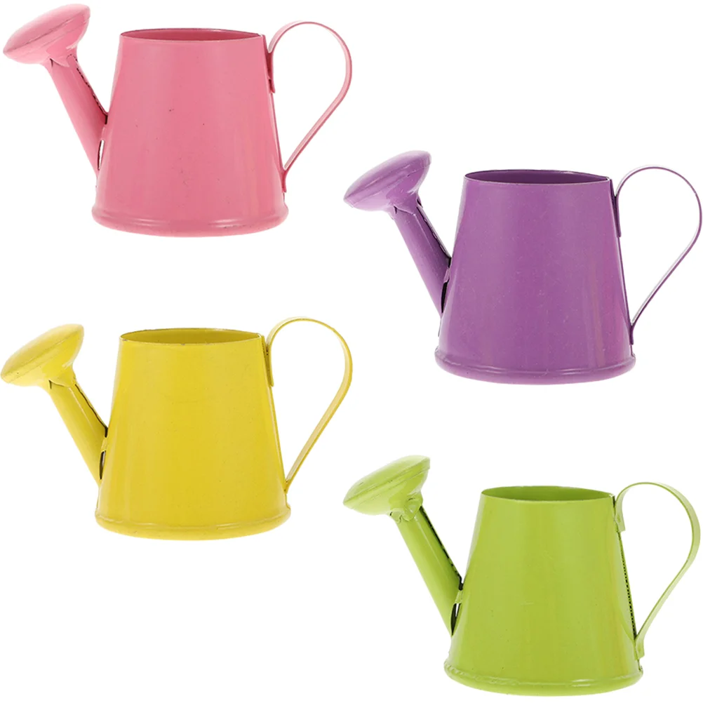 

4 Pcs Mini Watering Can Vases Metal Kettle Small Flower Garden Iron Child