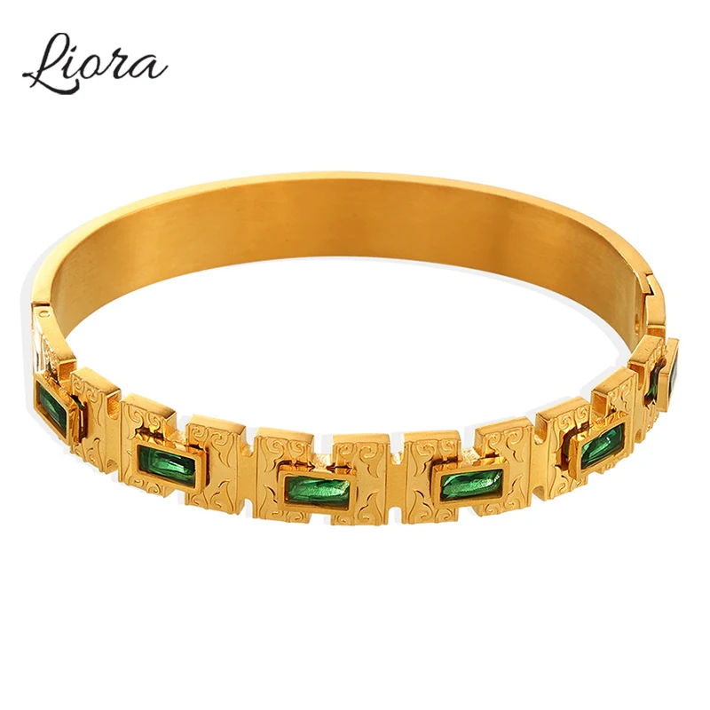 Liora золотые круглые браслеты из нержавеющей стали для женщин винтажные тотемные