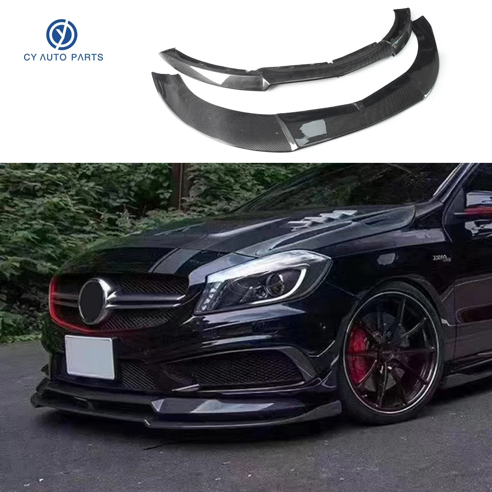 

Car Front Bumper Parts Lip Kit Carbon Fiber Varis style Double-deck Front Splitter Front Lip For Mercedes Benz A CLASS A45