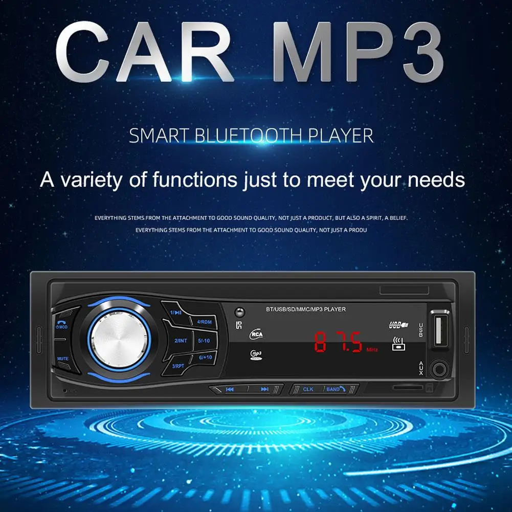 

12v Car Bluetooth MP3 Player Radio Multimedia Stereo FM Radio Receiver 1 Din Steering Wheel Remote Control Support U Disk