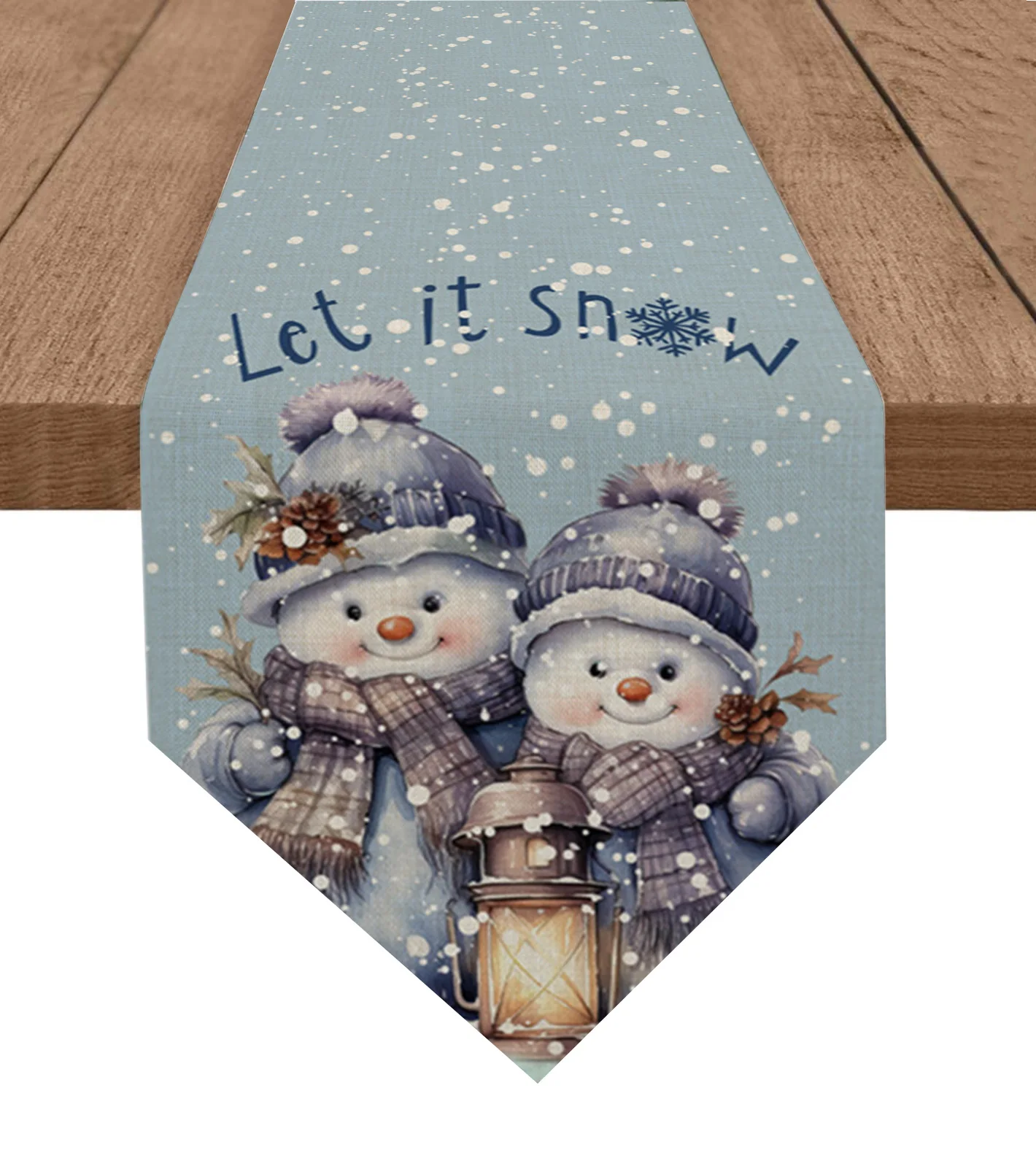 

Christmas Snowman Snowflake Table Runner Christmas Party Dining Table Runner Placemat Home Kitchen Table Decor