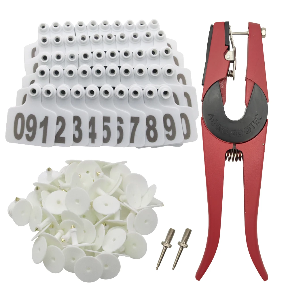

1-100 Cow Ear Tag Signs with The Word Pliers Ear Laser Typing Copper Head Earrings Farm Animal Identification Card Tag Set