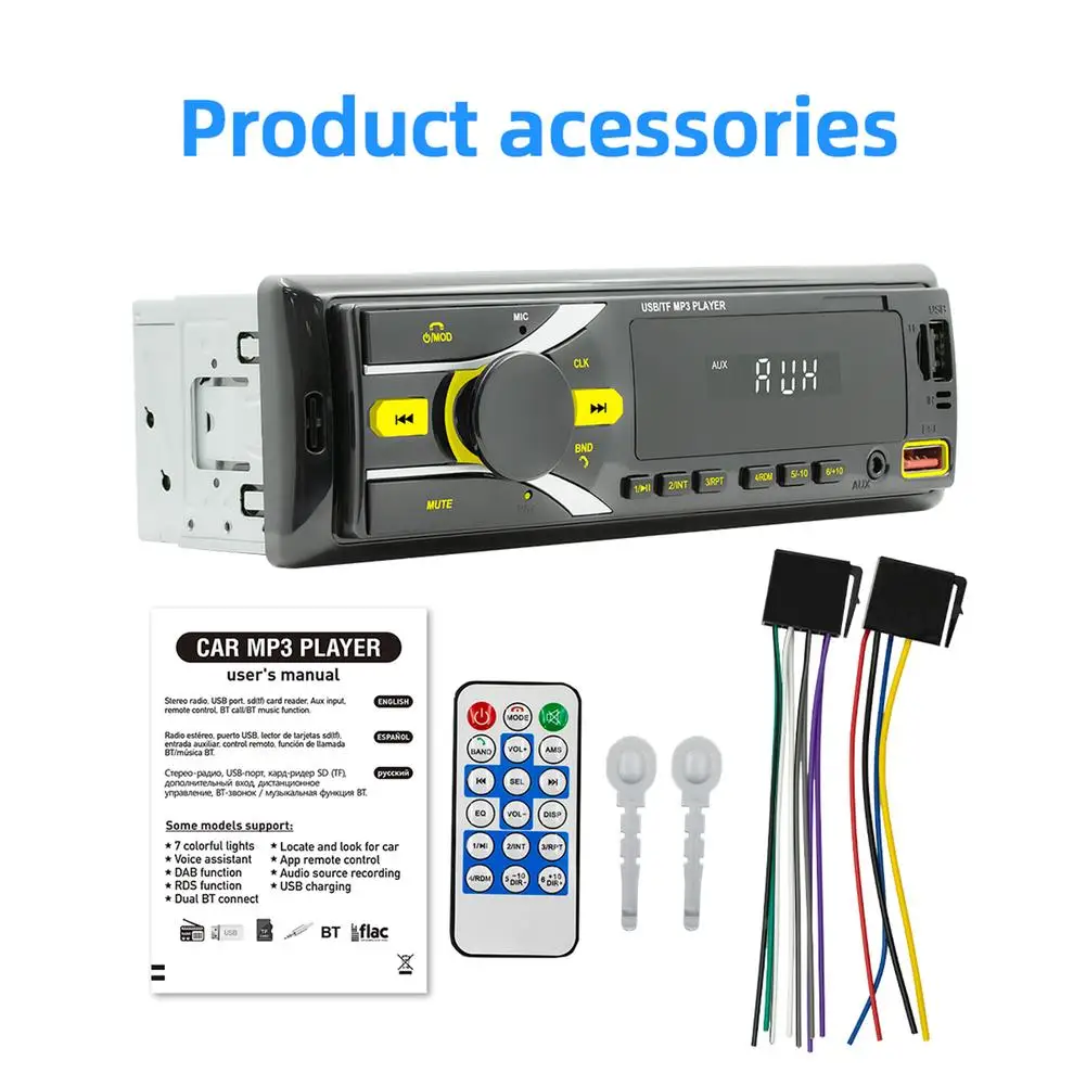 

Bluetooth-compatible Car Fm Radio Rca Audio Subwoofer Sound Source Copy U Disk Card Reader Usb Mp3 Player