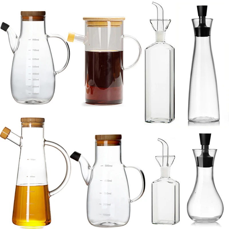 

Glass olive oil bottle leak-proof dripping oil edible soy sauce vinegar seasoning jar kitchen supplies 125ml 250ml 500ml