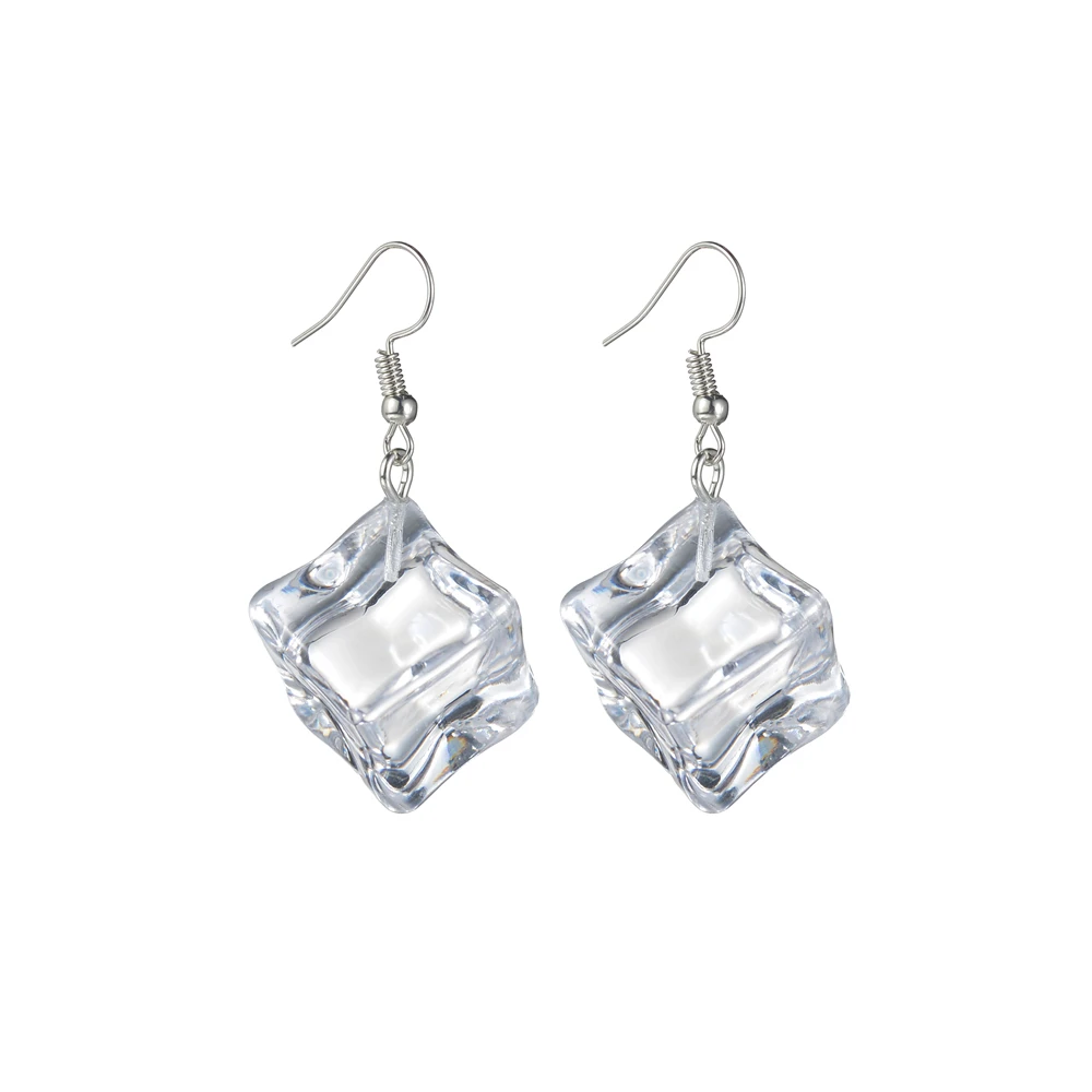 

PTQASP New Geometric Transparent Acrylic Fun Ice Cube Big Earrings Fashion Exaggerated Irregular Women's Jewelry