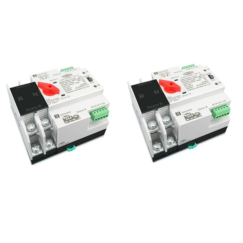 

2X Din Rail 2P ATS Dual Power автоматический переключатель, электрические переключатели непрерывного питания 125A
