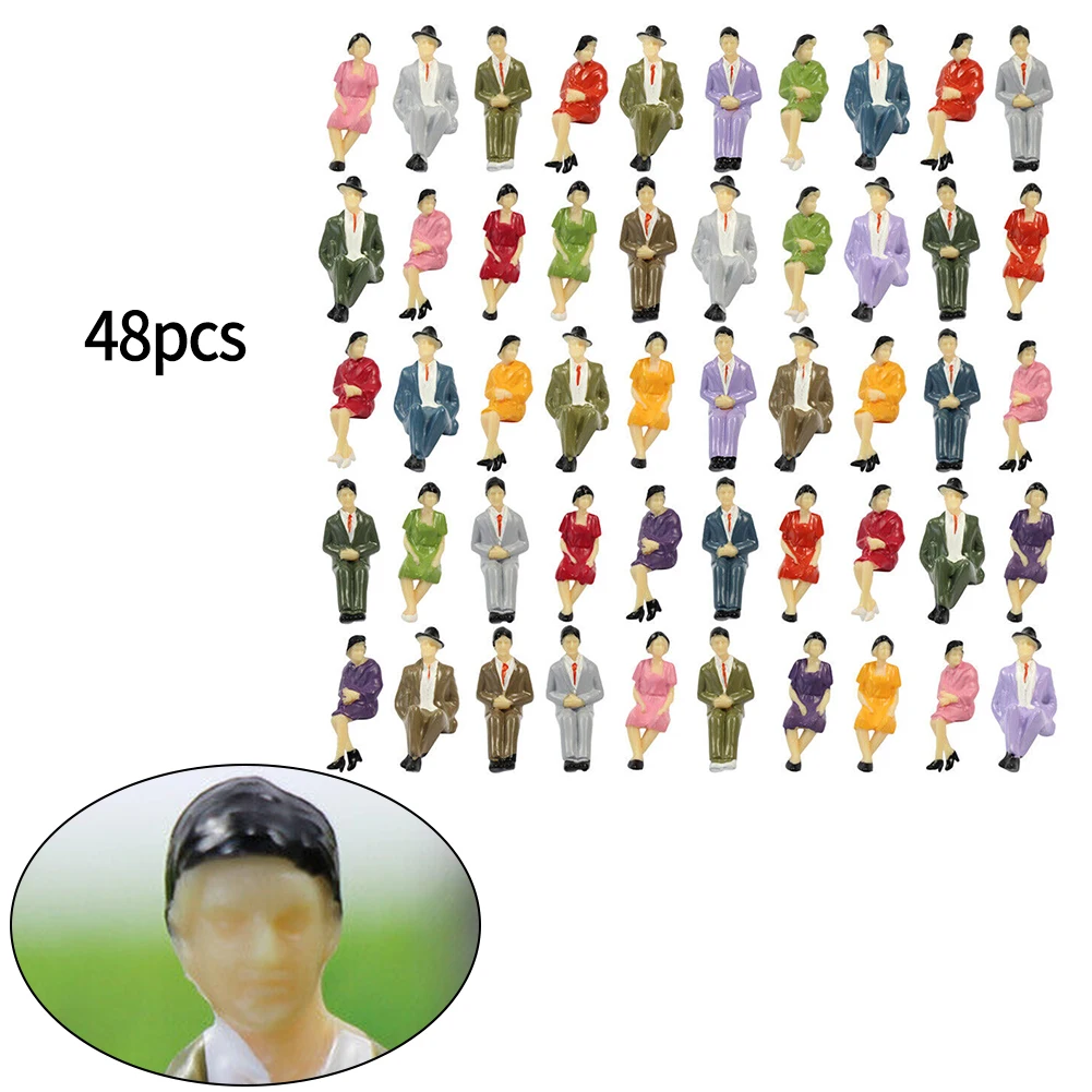 

48 Pcs Sitting Figures Scale 1:32 Model Figures People Track 1 Painted Scenes Modelling People Assorted Poses