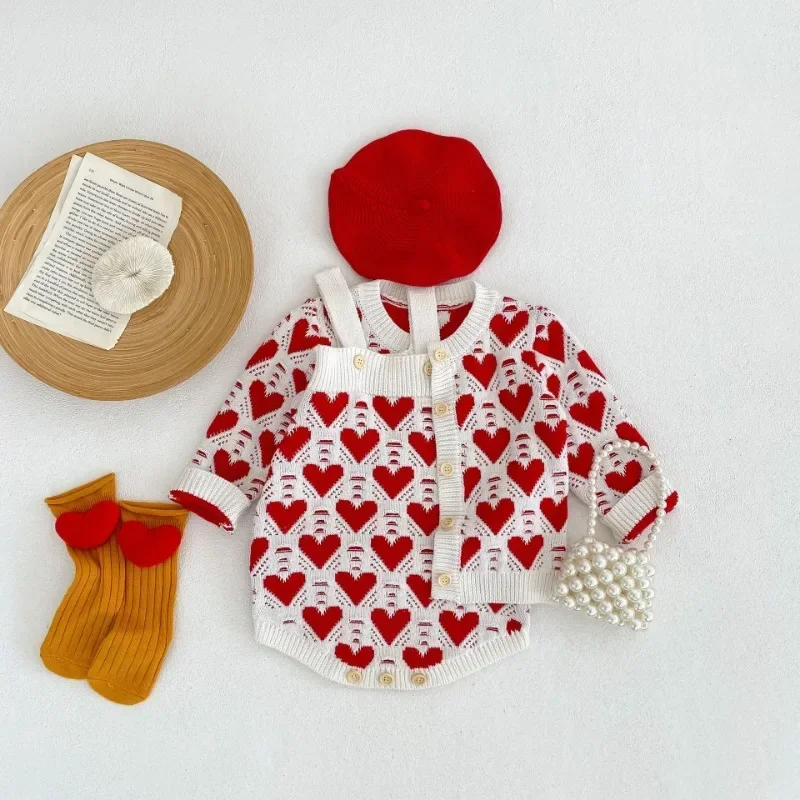 

Одежда для весны и осени 2023, трикотажный жаккардовый свитер для младенцев и девочек, зимний комплект из двух предметов