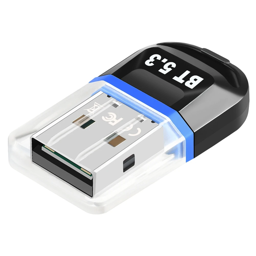 

USB Bluetooth 5.3 Adapter USB Bluetooth Receiver Supports Laptop PC Desktop Bluetooth Headset Receiving Transmitter Blue