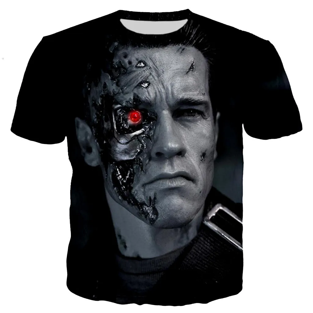 

Футболка Terminator с 3D принтом Арнольда Шварценеггера для мужчин и женщин, новая модная Повседневная стильная футболка, уличная одежда, топы большого размера, футболки