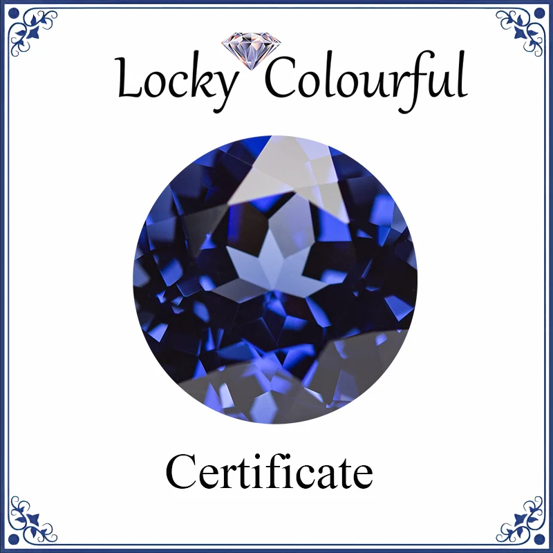 Лабораторный выросший сапфир круглая форма высшее качество Королевский синий