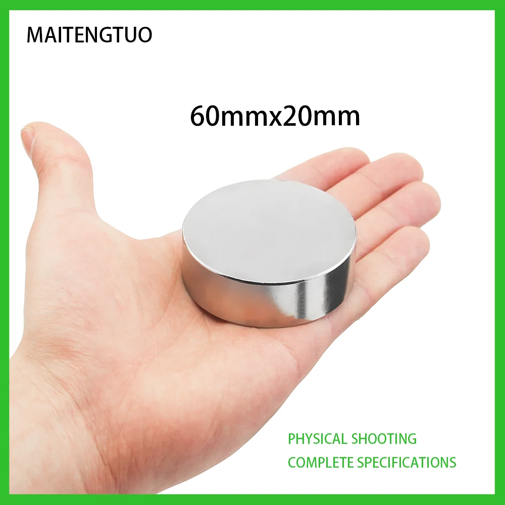 

1PC 60x20mm Round Search Magnet 60mm X 20mm Big Rare Earth Neodymium Magnet 60x20 N35 Permanent Magnet Strong 60*20 mm