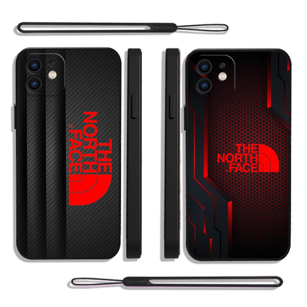 

The Luxury N-Norths Black Cool F-Faces Phone Case For iPhone 14 13 12 11 Pro Max X XR XS MAX Silicone Cases with Hand Strap