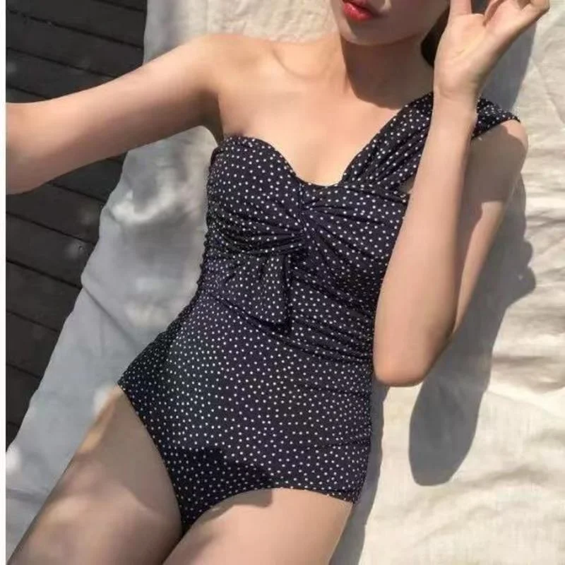 

Korean Style One Piece Swimwear Women Dot Push Up Swimsuit High Quality Bathing Suit sexy Monokini Beachwear