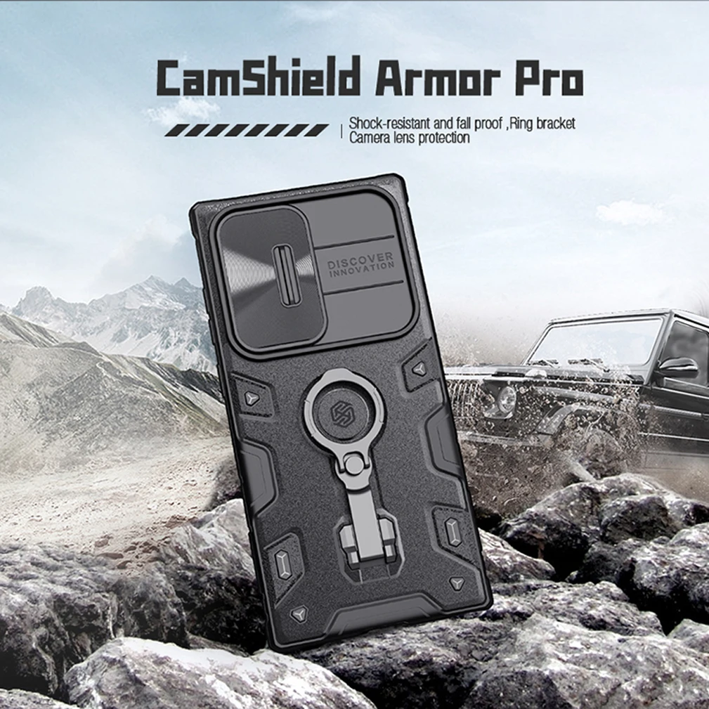 For Samsung Galaxy S23 Ultra Case Nillkin Camshield Armor Pro Slide Camera Case With Ring Holder For Samsung S23 Ultra Cover