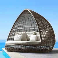 outdoor rattan bed terrace large sofa bed dual purpose sofa bed multifunctional simple modern bed