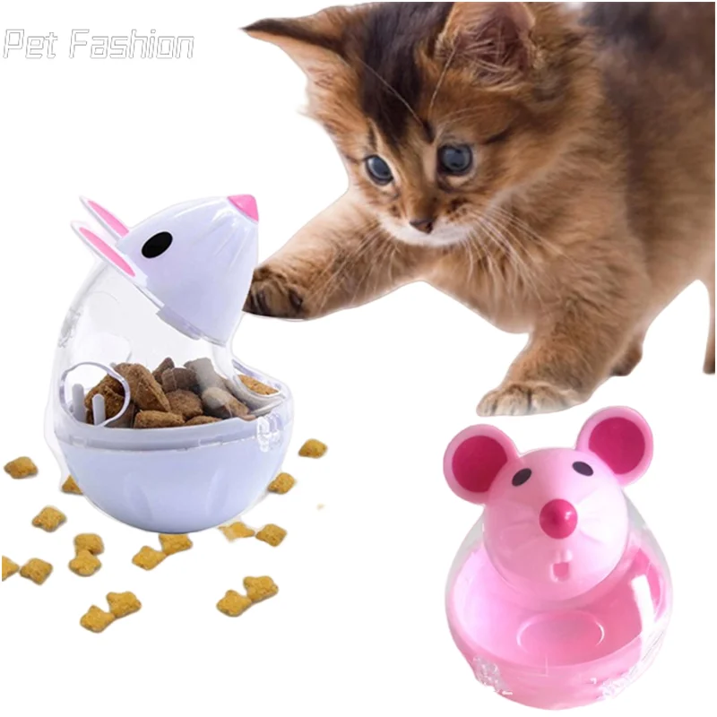 

Pet Toy Food Leakage Tumbler Feeder Treat Ball Cute Little Mouse Toys Interactive Toy for Cat Food Slow Feeding Supplies