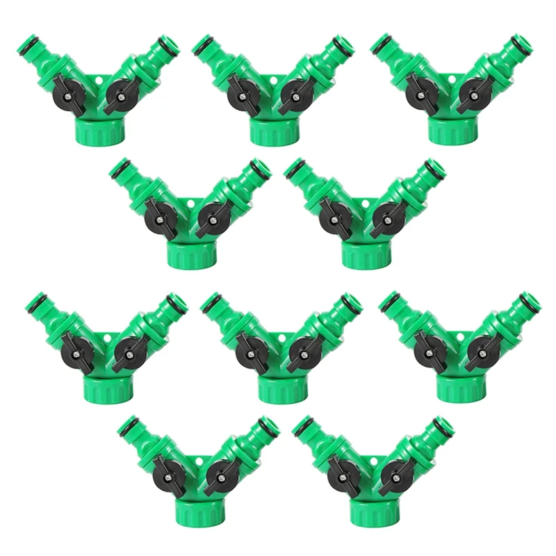 

10Piece Garden Irrigation Y-Shaped Water Splitter 20/25Mm Female Thread 2Way Water Valve Green