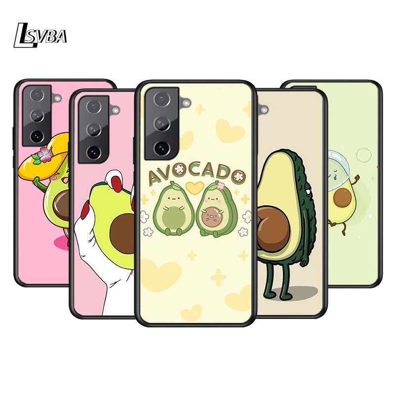 

Cute Aartoon Avocado Soft Black Cover For Samsung Galaxy S22 S21 S20 FE Ultra S10 S10e Lite S9 Plus Phone Case Coque