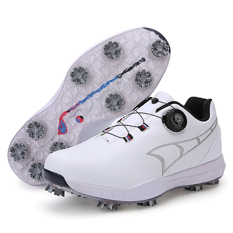 For Men 9 Spikes Golf Training Sport Sneakers Black White Br