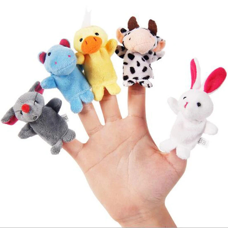 

5pcs Plush Stuffed Fingers Puppet on Hands Kids Puppets Show Cartoon Animal Muppet Babies Educational Toys for Children Boy Girl