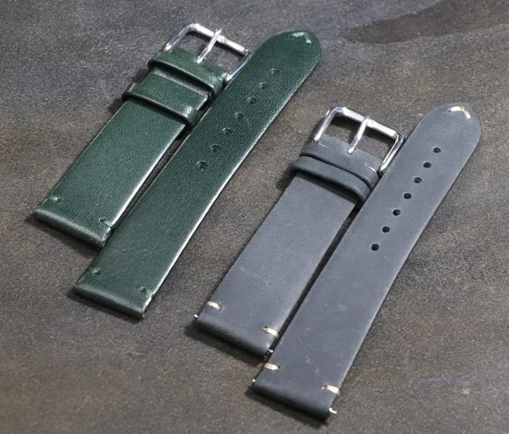 

Handmade Wristband Quick Release Watch Band 20mm 18mm Leather Strap Retro Watchband Belt Black Green high quality Bracelet Strap