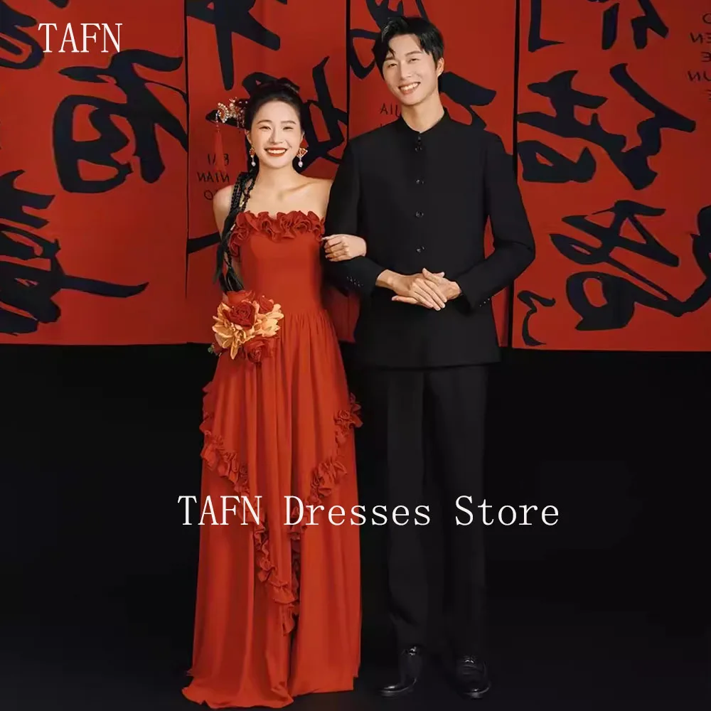TAFN Новый китайский стиль ретро нишевое простое свадебное платье красное без
