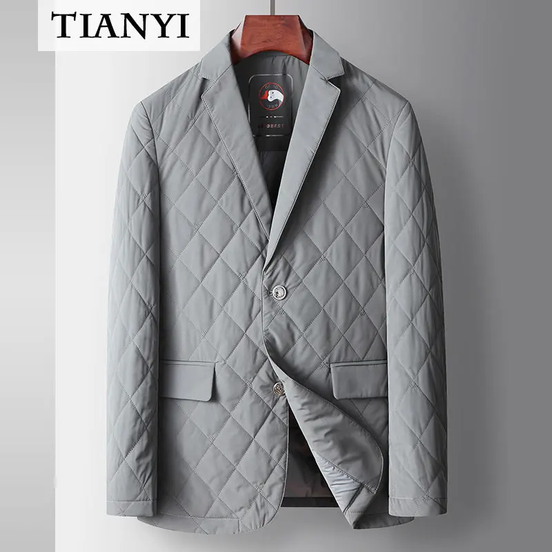 

High Quality Men's Casual Suit Autumn and Winter 90 White Goose Down Liner Young and Middle-aged Business Warm Suit Jacket Tide